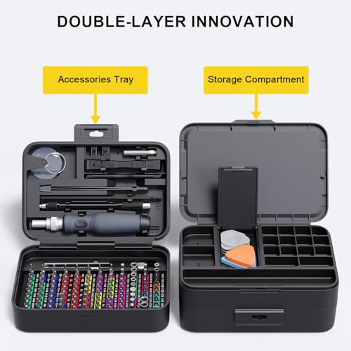 Mini Precision Screwdriver Set with Color-coded Identification, 132 in 1 Micro Magnetic Repair Tool Kits with Storage Box, 108 Bits,Small Manual Screw Driver Toolkits for iPhone/Mac/iPad/Table - color: Black