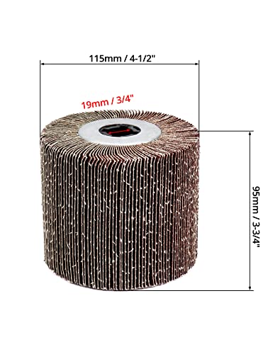 QWORK Flap Sanding Wheel, 2 Pack Wire Drawing Polishing Wheel, Aluminum Oxide Drum Burnishing Brush, 4.5" x 4" with 3/4"-4 Keyway (60 grit), Remove Rust/Weld Burr/Grinding, WD10347