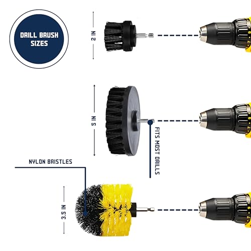 Diamond Shine 21-Piece Drill Power Scrubber Attachment Set – Scrub Brushes, Hook-and-Loop Pads, Sponges & 6" Extension for All-Purpose Cleaning