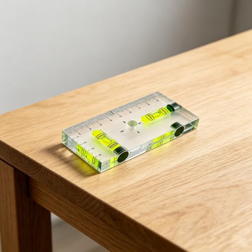 Transparent acrylic T-shaped integrated level with printed scale, high-precision bubble level, 95x51x13mm (Magnetic Green - Double Line) - color: Magnetic Green - Double Line