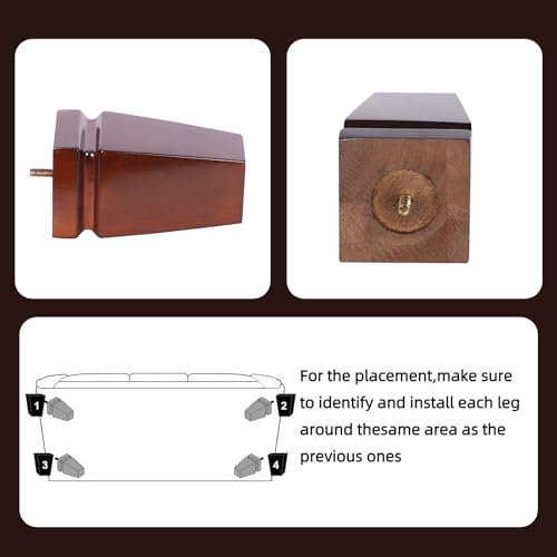 Wood Legs for Furniture 6 inch Heavy Duty Sofa Legs Square Brown Bed Legs Pack of 4, Sofa Replacement Parts, Dresser Leg, Cabinet Feet, Futon, Ottoman, Couch Legs, Couch Riser - color: Brown, size: 6"H*3.15"W