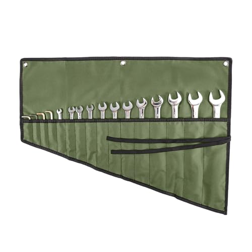 Wrench Organizer, Tool Roll Pouch,16-Pocket Waterproof Oxford Cloth - color: Army Green