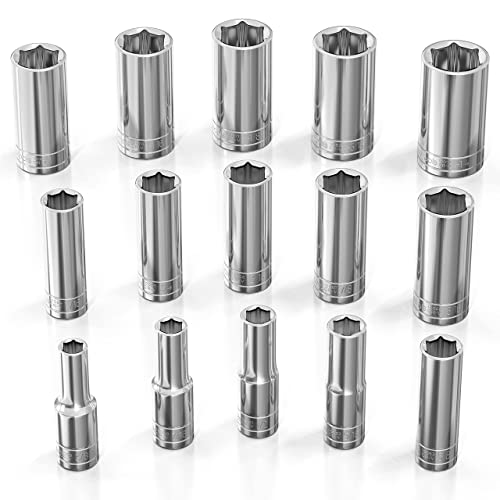 Olsa Tools 1/2-Inch Drive SAE Deep Socket Set - 18pc - color: Sae Deep, size: 15pc, 1/2-Inch Drive