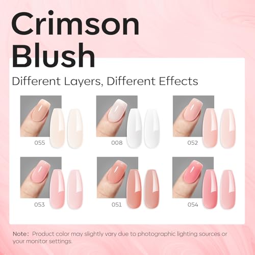 modelones Builder Nail Set, Base Colors 8-in-One Jelly Nude,6 Colors - color: B3-Crimson Blush