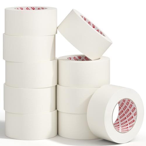 SWRT Masking Tape 2 Inch x 55 Yards, Masking Tape Bulk 10 Rolls (550 Yards Total), White Masking Tape for Painting, Fuse & Perler Beads Art Craft, Clean Removal - size: 2 Inch x 55 Yards x 10 Rolls