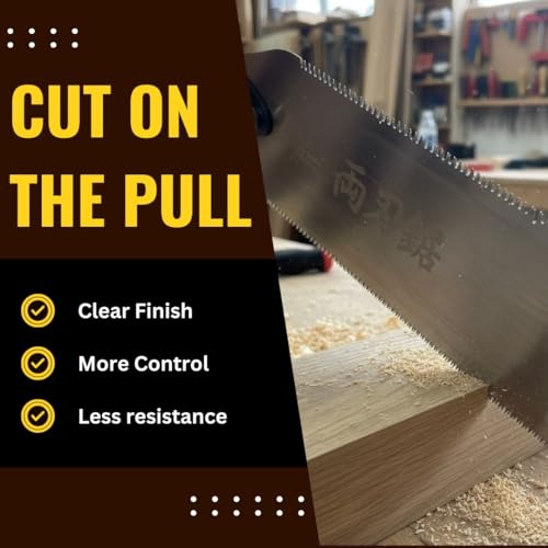 Fujiwara 9.4" Japanese Double-Edge Pull Saw, Made in Japan, High-Carbon Steel Blade, Two Tooth Options for Fast & Fine Woodworking Cuts - forest Originals