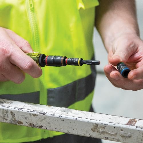 Klein Tools 32907 Impact Driver, 7-in-1 SAE Impact Socket Set, Flip Socket Set with 1/4, 5/16, 11/32, 3/8, 7/16 and 1/2-Inch Nut Driver Sizes and 1/4-Inch Bit Holder, 5-Inch Shaft - color: 7-in-1 W/ 11/32-inch