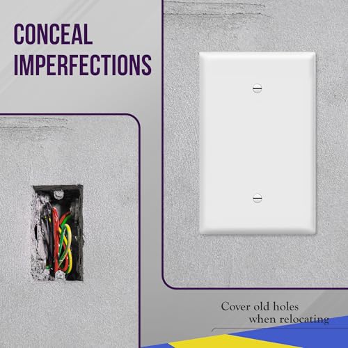 ENERLITES 5 Pack Oversized Blank Wall Plate Cover, 1-Gang, White - color: White, size: Over-Size