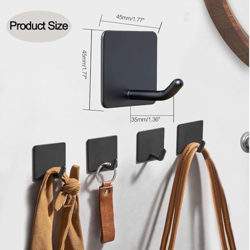 Stick On Towel Hooks for Bathroom, Heavy Duty Self Adhesive Wall Hooks, Waterproof No Drill Hangers for Kitchen Bedroom, 4 Pack Black - color: Black-4Pcs