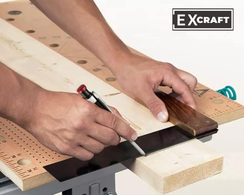 EXcraft Metal Mechanical Carpenter Pencil with 6 Refills Deep Hole with Built-in Sharpener For Architect Construction Carpentry Making Scribe Tools