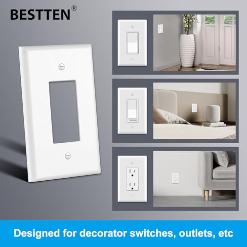 BESTTEN 10 Pack 1-Gang Oversize Decor Wall Plate, Jumbo Receptacle Cover - size: Decor Oversize