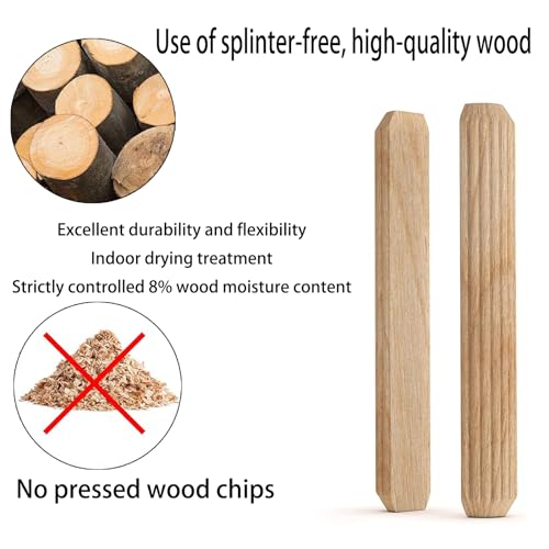 Wood & Wooden Dowel Pins 1/4" x1 1/4" (6mmx30mm) - Fluted Grooved Hardwood Pegs for Woodworking, Craft Projects - 100 Pack by PXBBZDQ - size: 1/4" x 1 1/4"