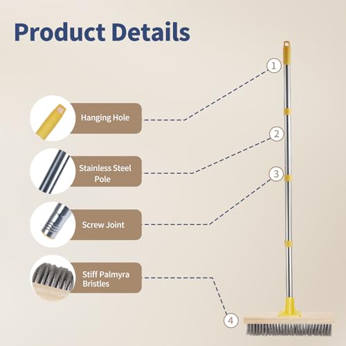 Stainless Steel Deck Brushes with Long Handle for Scrubbing Concrete Floor