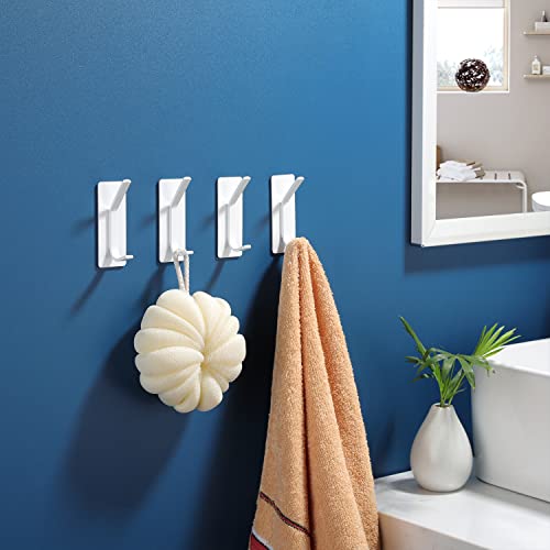YIGII Towel Hooks/Adhesive Hooks - Heavy Duty Wall Hooks Stainless Steel Robe/Coat Towel Hooks for Bathroom and Bedroom, White 4-Packs - color: White
