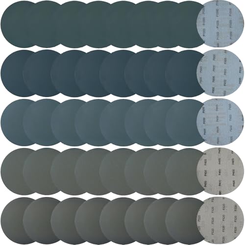 50 PCS 6 Inch Silicon Carbide Wet Dry Hook and Loop Sanding Discs- 320,400, 600, 800, 1000 Assorted Grit Waterproof Sandpaper for Automotive Wood Metal Polishing & Sanding - style: Coarse Grit