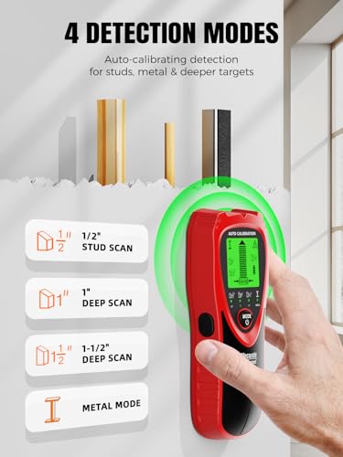 Mecurate Stud Finder Wall Scanner with Fast Auto Calibration, 4 Modes - color: Coral Red