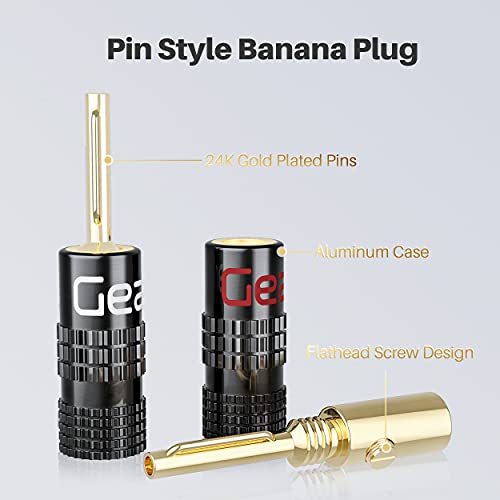 GEARit 12 Gauge Speaker Wire 100FT, 12/2 CCA Cable with 12 Banana Plugs - color: Black (with Banana Plugs), size: 12AWG / 100 Feet