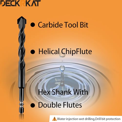 DECKRKAT 5-Piece 1/2" Carbide Masonry Drill Bits for Concrete, Brick, Tile - Black Hex Shank Set w/Heavy-Duty Case, Quick Change Fit Drill Driver - size: 5 Piece 1/2", style: Masonry Drill Bits