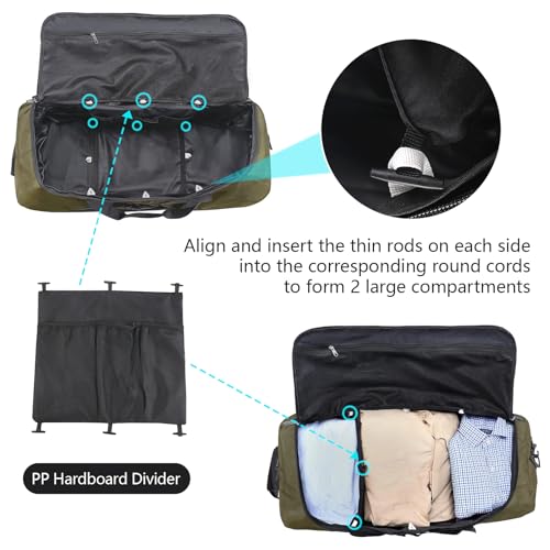 110L Expandable to 140L 32” Foldable Oxford Soft-Sided Rolling Duffle Bag with 2 Heavy-Duty Wheels,2 Large Compartments,Adjustable Shoulder Strap and Attached Organizer Pouch,Green - color: Army Green