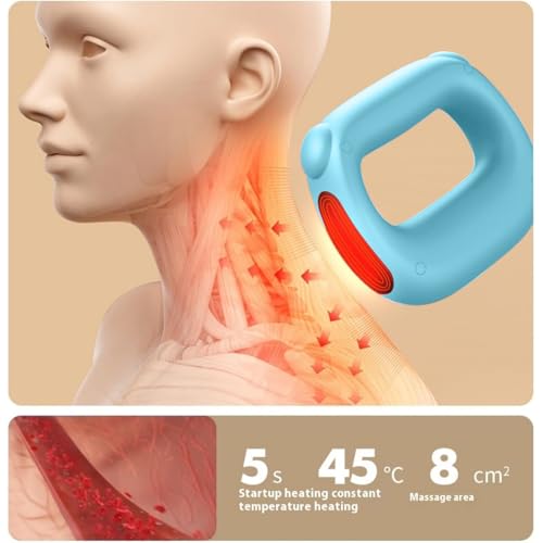 Deep Tissue Percussion Muscle Massage Gun: with Heat, Adjustable Intensity and Speed, Super Quiet, USB-C Rechargeable, Portable, Pain Relief for Athletes and Everyone, Ideal Gift（Blue） - color: Blue