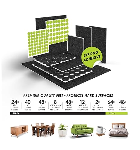 Slipstick Gorilla Felt Furniture Pads (294 Piece Variety Pack) Premium Furniture Pads & Chair Leg Floor Protectors for Hardwood Floors & Hard Surfaces - size: 294 Piece Variety Pack