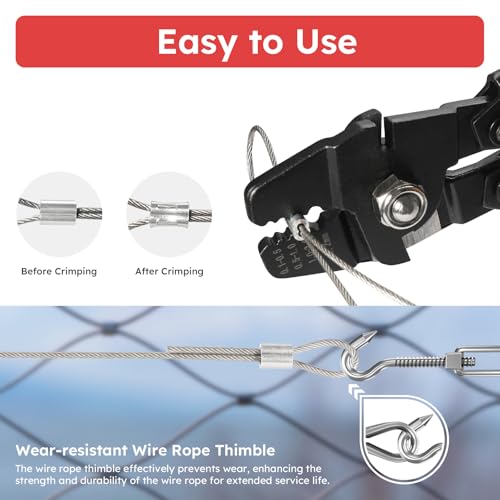 328FT 1/16" Wire Rope Crimping Tool Kit for Hanging, Crafting
