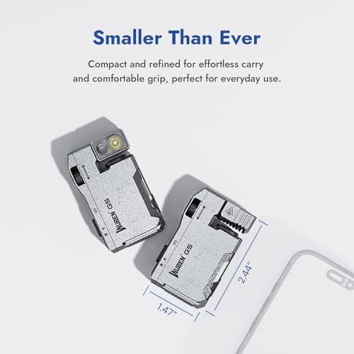 WUBEN G5 EDC Flashlight Magnetic Keychain Rechargeable Mini Pocket Flashlight 400LM Dual Light Sources RGB Light Portable Flat Flashlight for Outdoor Home Emergency (Ice Crack) - color: Silver
