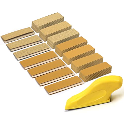 MAXMAN Sand Paper Sanding Block, 70Pcs Sandpaper Assortment, for Crafts - style: Yellow 80-600 Grit