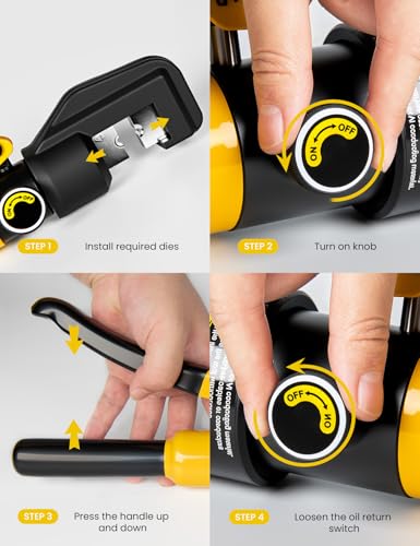 10 Tons Hydraulic Crimping Tool, 12 to 2/0 AWG battery cable crimper