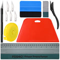 FOSHIO Wallpaper Smoothing Tool Kit, Red Hard Squeegee, 11.5 Inch Wallpaper Wrapping Squeegee, 4 Inch Felt Squeegee with Micro Squeegee, Safety Cutter and Craft Knife, Tape Measure Vinyl Wrap Tool Kit
