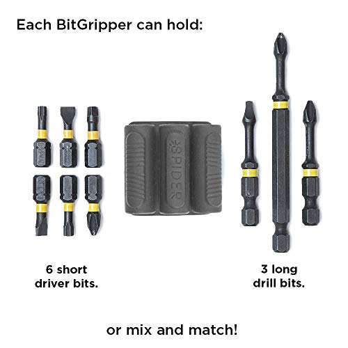 Spider Tool Holster, BitGripper v2 Drill Bit Holder for Drill & Driver, 4Pk - color: (4) BitGripper v2