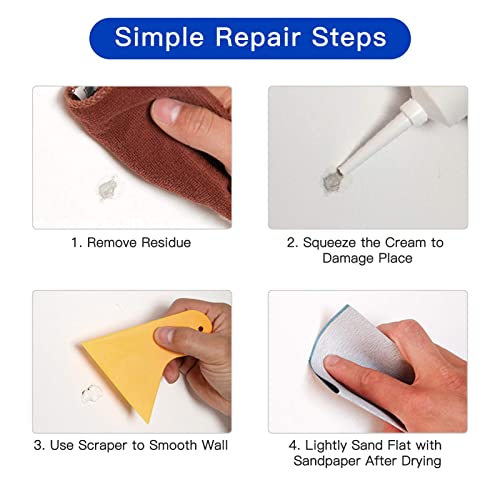 SEISSO Drywall Repair Kit, 500 g Wall Mending Agent- 2 Pack, Wall Spackle Repair Kit with Scraper, Patch for Wall Hole Filler, White Spackle Wall Repair Paste, Plaster Dent - style: 2pcs paste