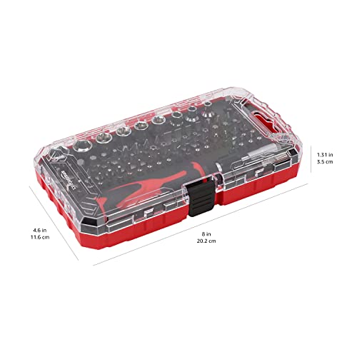 Amazon Basics Magnetic Ratcheting Wrench and Electronics Precision Screwdriver Tool Set, 73-Piece, with Carry Case for Household Repair, Small Jobs, Eyeglasses, Black/Red/Silver - style: 73-Piece