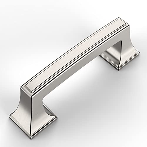 Amerdeco 10 Pack Brushed Satin Nickel Cabinet Pulls 3 Inch(76mm) Hole Center Cabinet Hardware Kitchen Cabinet Handles for Bathroom Drawer Pulls Dresser Pulls ZH0010 - color: Brushed Satin Nickel, size: 3"/76MM Hole Center