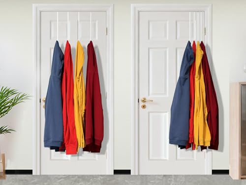 Single Extra Long Over Door Steel Hooks 4 Pack Fit 1-3/8" Door 14.2" White - size: 14.2"Length