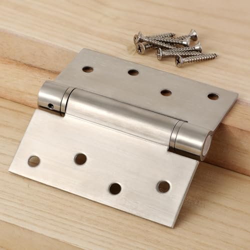 Self Closing Door Hinges, 4x4 Inch 304 Stainless Steel Spring Type, 2 Pack - style: S hole - Square