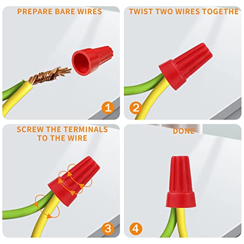 300 Pcs Red Wire Connectors Nuts, Electrical Wire Caps Insulated - color: Red-300PCS