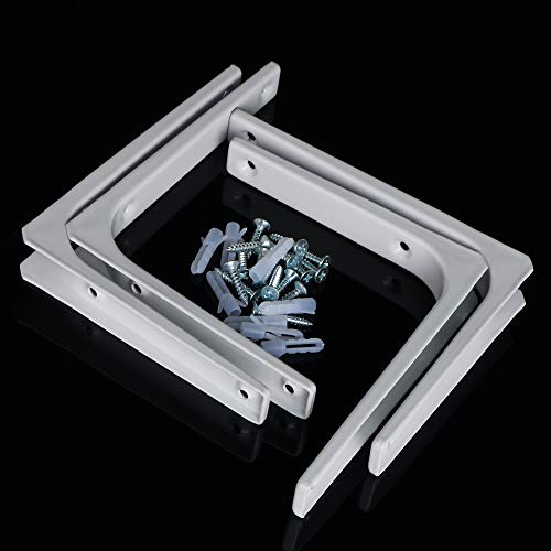 SAYAYO Wall Shelf Bracket White, 6 X 5 Inch Heavy Duty L Bracket for Wood - color: White, size: 6 x 5 Inch (4 PCS)