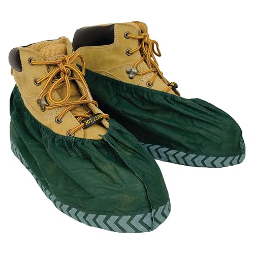 ShuBee Original Disposable, Extra-Large Boot and Shoe Covers, Thicker & Stronger, Durable Protection for Floors - 50 Pairs - color: Dark Green