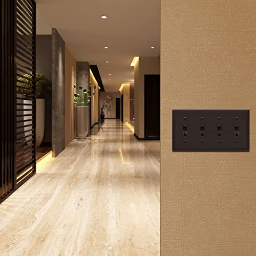 ENERLITES Quad Toggle Light Switch Wall Plate, Standard Size 4-Gang 4.50" x 8.19", Unbreakable Polycarbonate Thermoplastic, 8814-BR, Brown - color: Brown, size: Standard Size