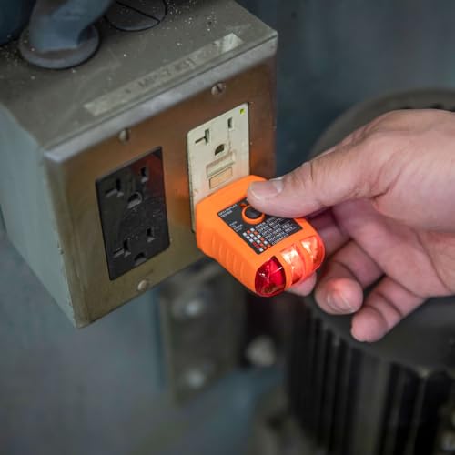 Klein Tools RT210 Outlet Tester, Receptacle Tester for GFCI / Standard North American AC Electrical Outlets, Detects Common Wiring Problems - size: Pack of 1