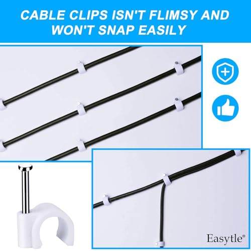 Cable Wire Clips 4mm 6mm 8mm 10mm Cable Management RG6 RG59 CAT5 CAT6 RJ45 Electrical Ethernet Dish TV Speaker Wire Cord Tie Holder Single Coaxial Nail Clamps (Pack of 400) - size: 400 Pcs