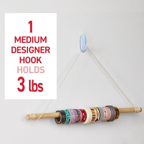 Command Medium Designer Hooks, 9 Hooks, 12 Strips - color: Sky