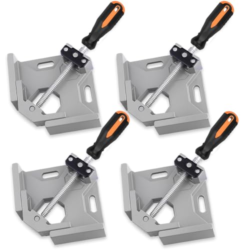 4 Pack Right Angle Clamp - 90 Degree Clamps for Woodworking, Single Handle Aluminum Alloy Corner Clamp with Adjustable Swing Jaw for Welding, Wood-Working, Drilling, Crafting Project - style: 4-Pack