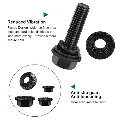 SATANTECH 272Pcs Flange Hex Bolts and Nuts Kit,M6 Bolt,M8 x1.25 Bolts,M10-1.5, Metric Bolt Assortment,Alloy Steel Class 10.9 Black Zinc Plated,Full Coarse Thread (12mm to 30mm) - color: Black Flange M6 M8 M10 Hex Bolt