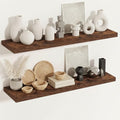 Vivelove Deep Floating Shelves, 48 X 12 Inch, Rustic Brown, 2 - color: Rustic Brown, size: 48”wx12”dx1.5”h