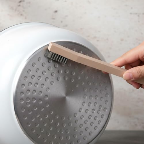 24PCS Stainless Steel Wire Scratch Brushes, Beech Wood Handle, Heavy Duty Cleaning Tools, Rust Removal Brushes, Multi-Purpose Industrial Brushes