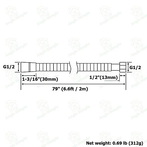 Angle Simple Replacement Shower Hose 79", Extension Hose 1/2" IPS, Chrome - color: Chrome, size: 79 Inch