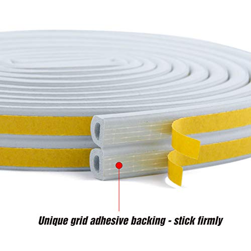 CloudBuyer Door & Window Weather Stripping, Soundproof Insulation Seal Strip with Self-Adhesive Rubber Collision Protection, 16.5 Ft (Grey) - color: Gray, size: 16.5Ft