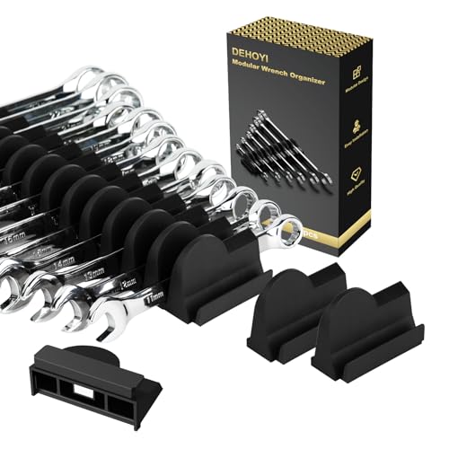 DEHOYI 48 pcs Premium MAGNETIC Modular Wrench Organizer System- Wrench Rack with Metric&SAE Labels, Tool Storage Holder. Gift for mechanics (Black) - style: Magnetic(48 pcs Black)